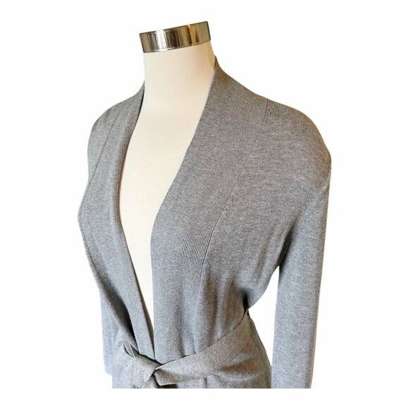 Vineyard Vines Belted Cardigan Gray Wool Modal Blend Sz M - Picture 2 of 5
